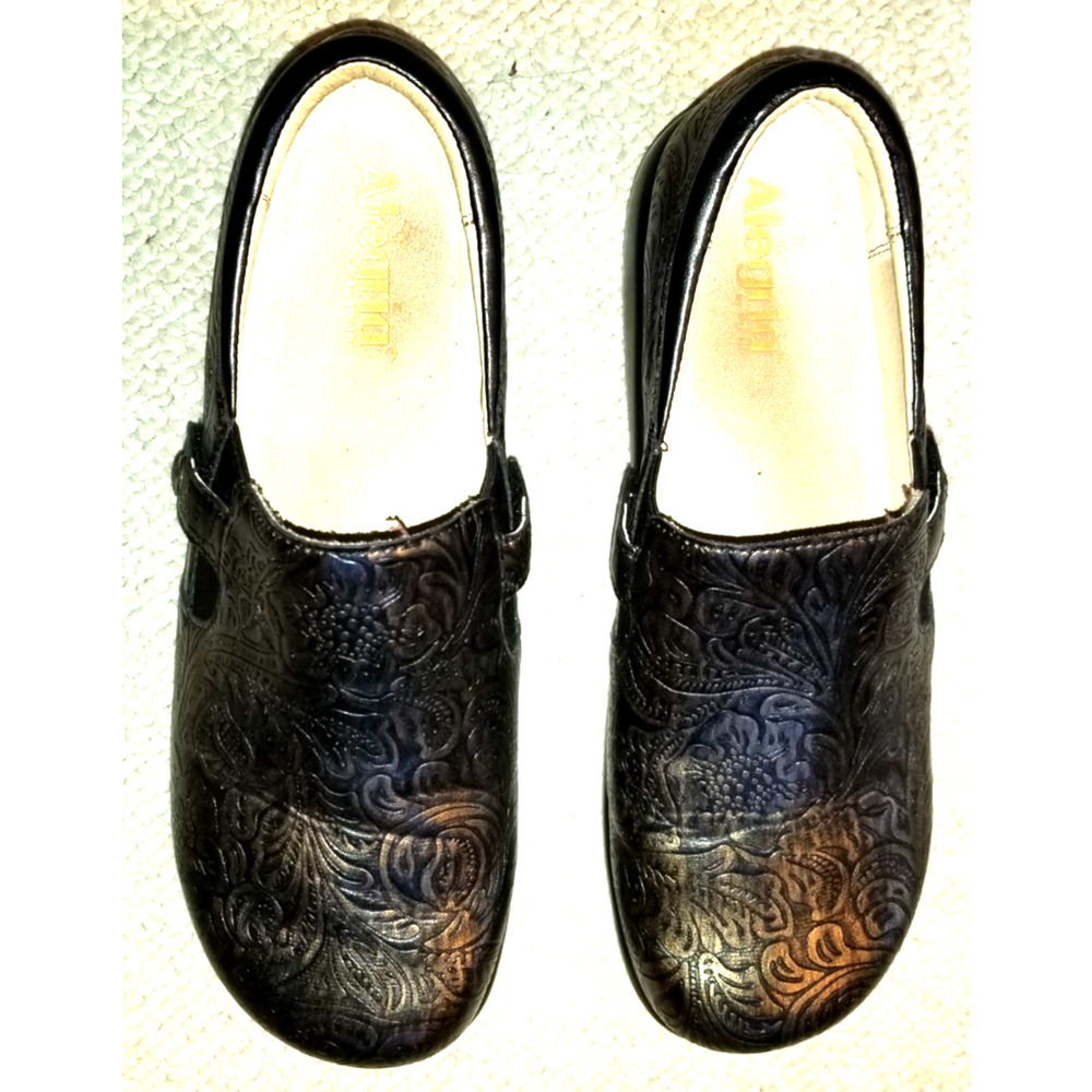 Womens Shoes-ALEGRIA-bronze embossed leather 'Kara 996X' slipons-42 (11.5/12)